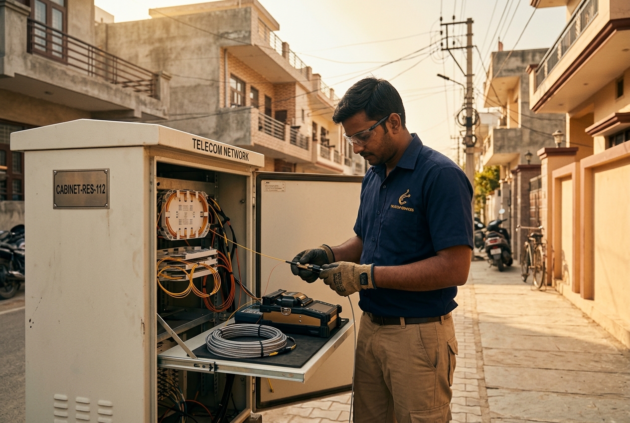 Our technicians installing fiber in residential areas
